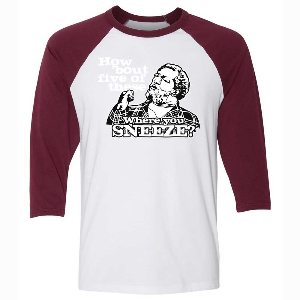 Unisex 3/4 Baseball Tee - XDK6EFJ8 - White/Maroon - 7