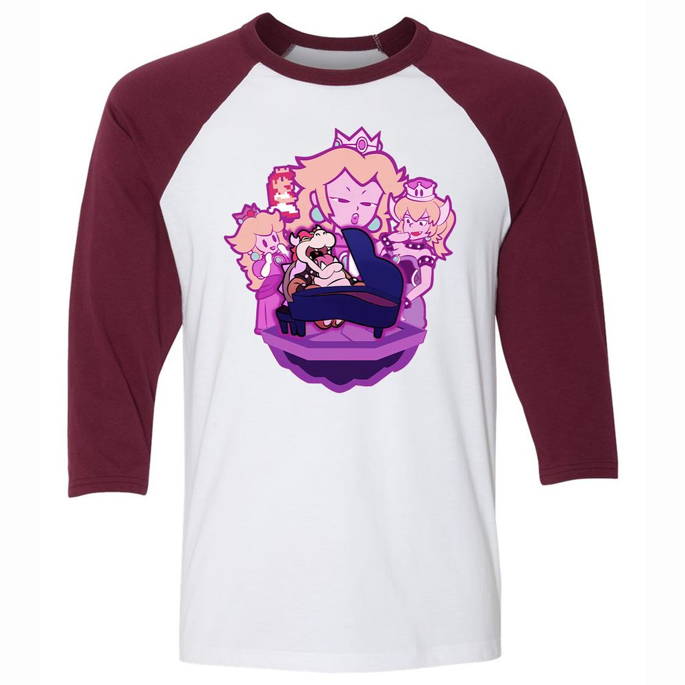 Unisex 3/4 Baseball Tee - URUNYGJ3 - White/Maroon - 7