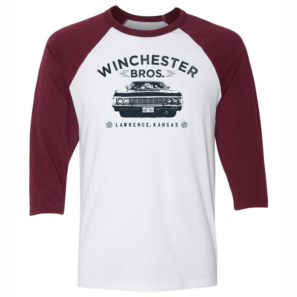 Unisex 3/4 Baseball Tee - 9YWAD395 - White/Maroon - 7