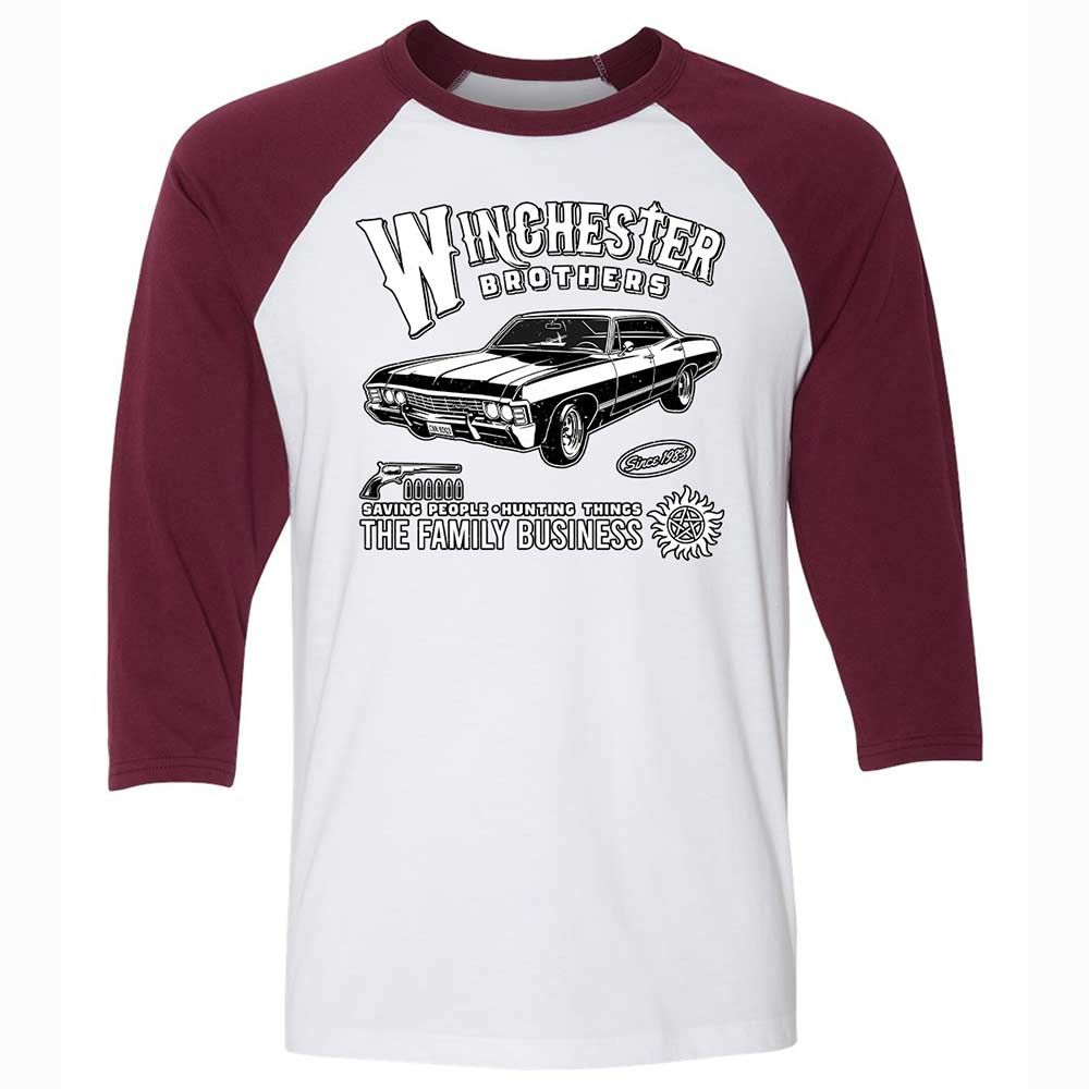 Unisex 3/4 Baseball Tee - RCXR2TAV - White/Maroon - 7