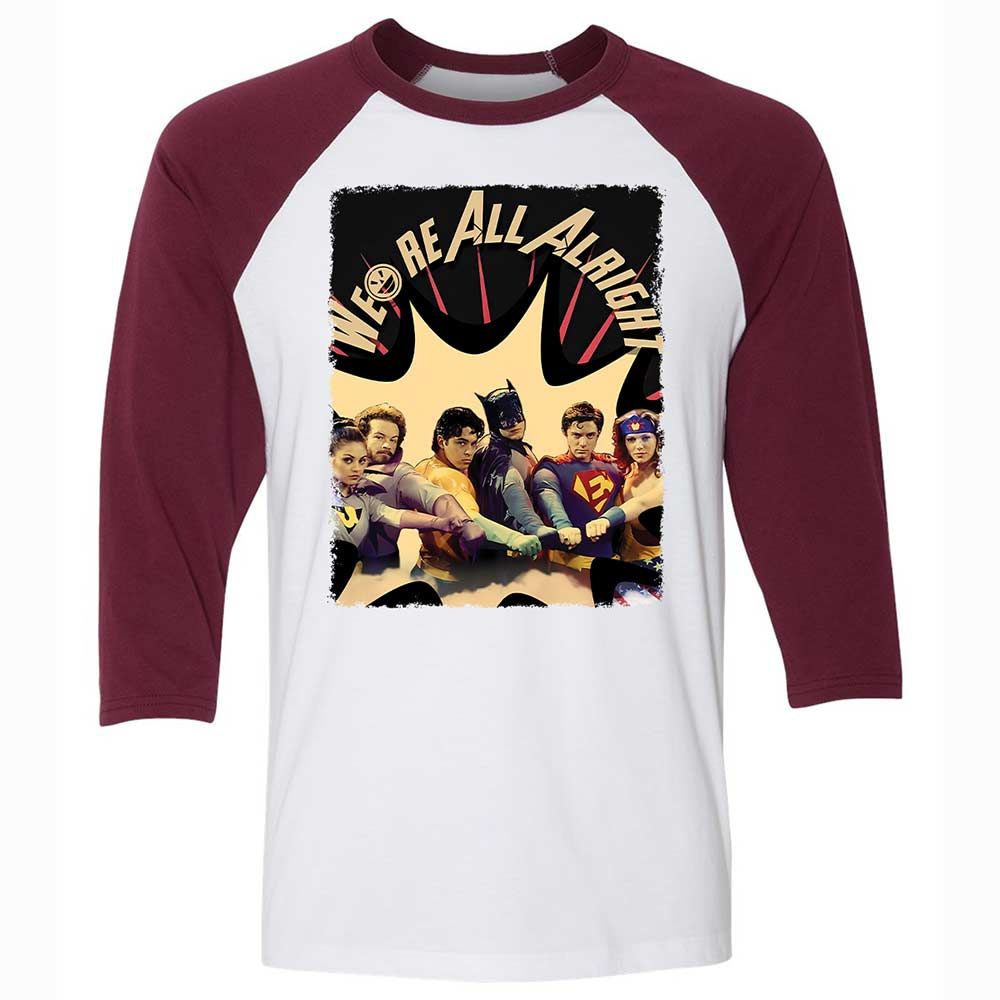Unisex 3/4 Baseball Tee - J55144CC - White/Maroon - 7