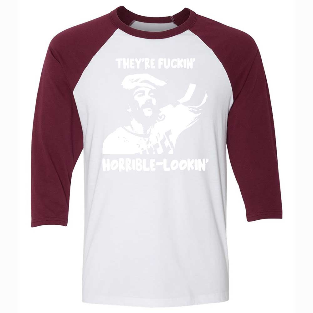 Unisex 3/4 Baseball Tee - DYE3NCBR - White/Maroon - 7