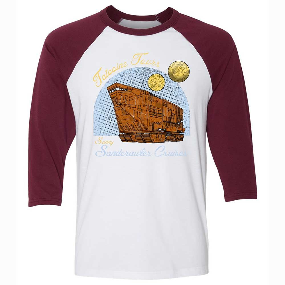 Unisex 3/4 Baseball Tee - 5ZXB2A93 - White/Maroon - 7
