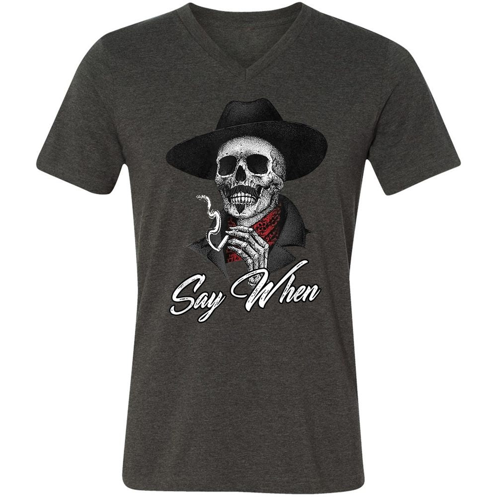 Unisex V-Neck T-Shirt - 5ZPEVTYX - Dark Grey Heather - 8