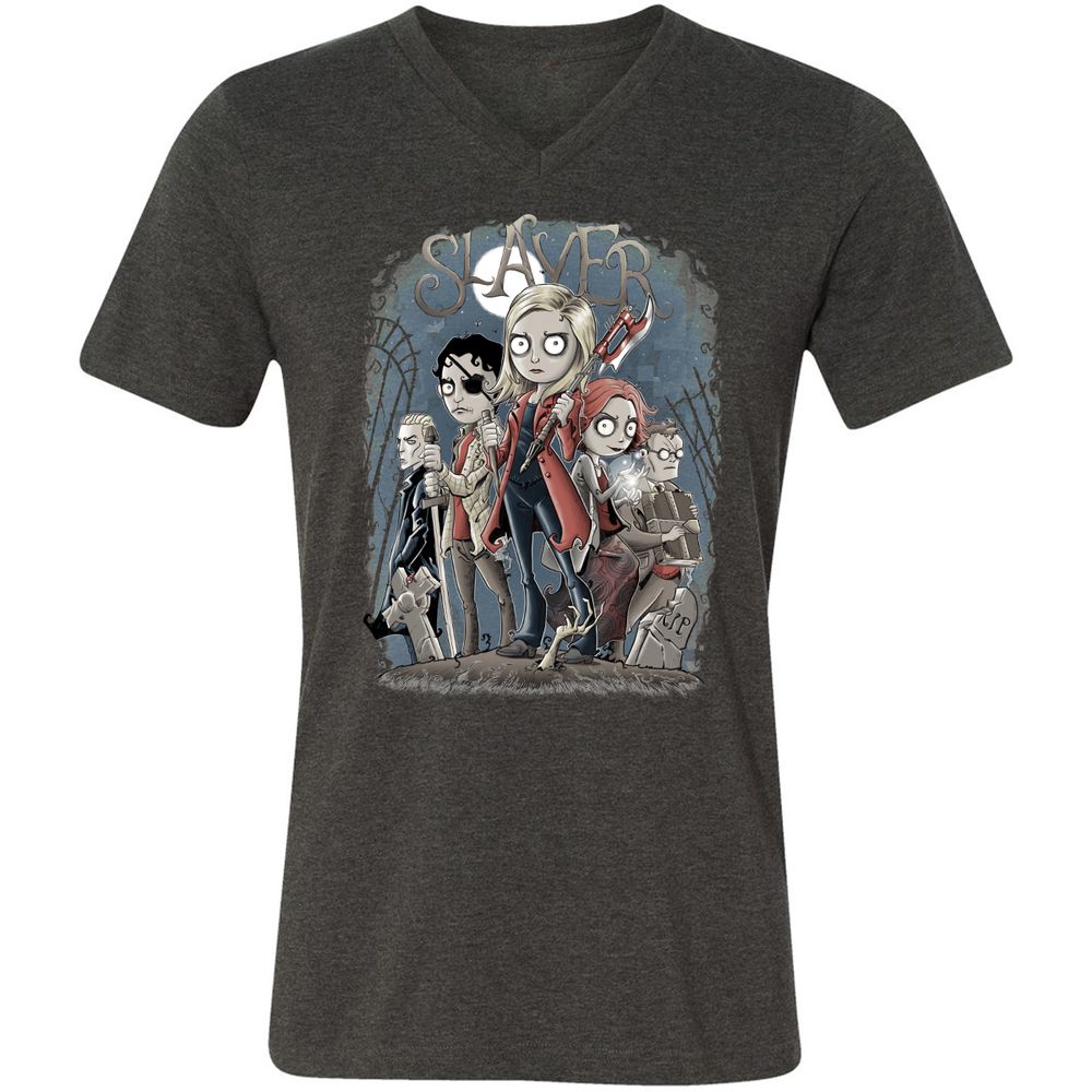 Unisex V-Neck T-Shirt - X28B66NS - Dark Grey Heather - 8