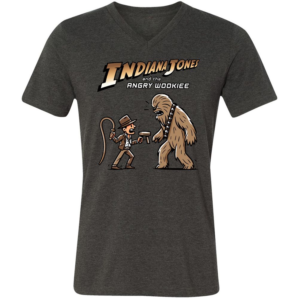 Unisex V-Neck T-Shirt - QVWAJES3 - Dark Grey Heather - 8
