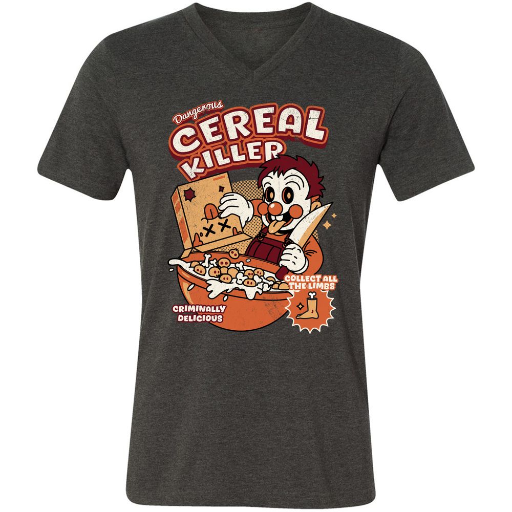 Unisex V-Neck T-Shirt - 7K6KNX7Q - Dark Grey Heather - 8