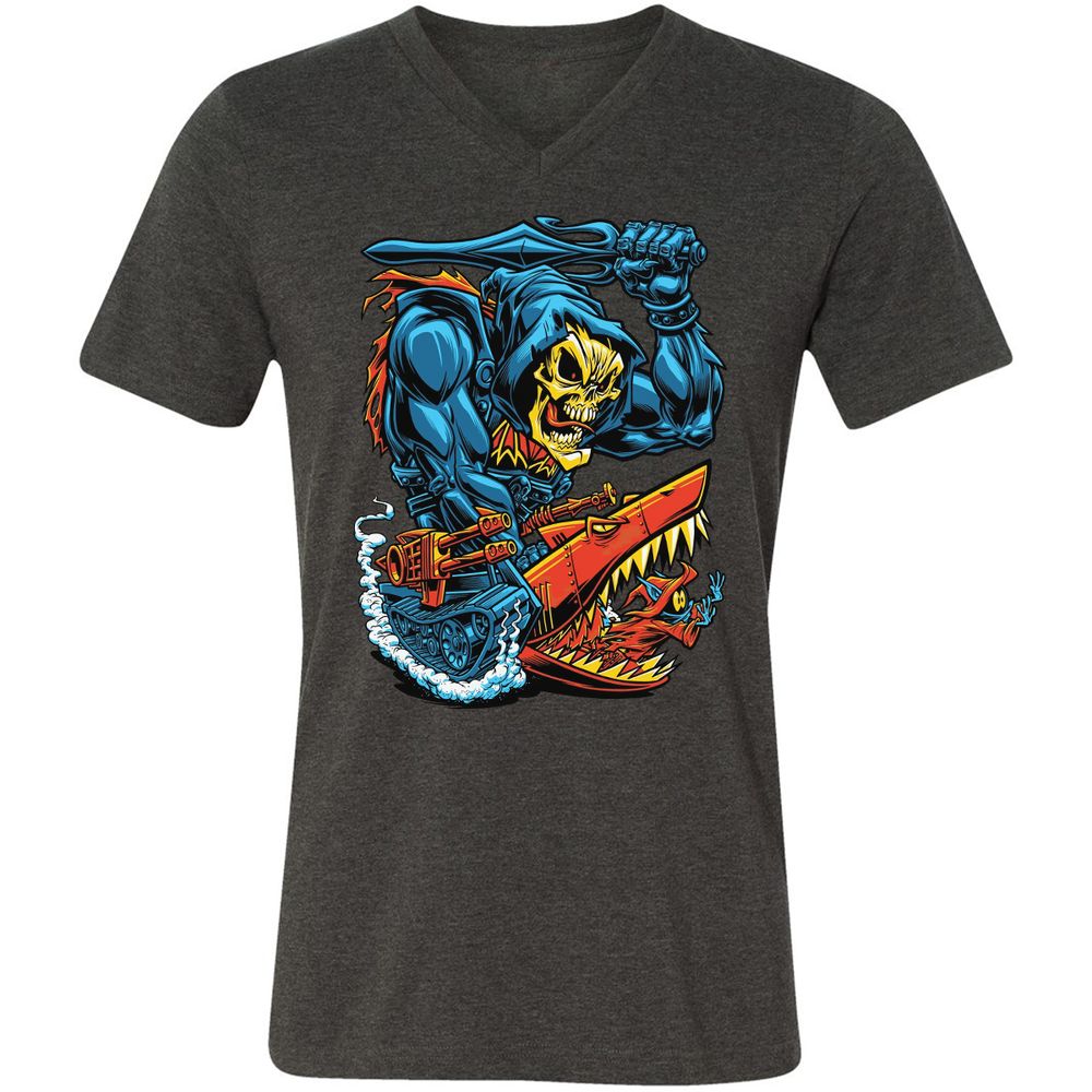 Unisex V-Neck T-Shirt - E6TL76YM - Dark Grey Heather - 8