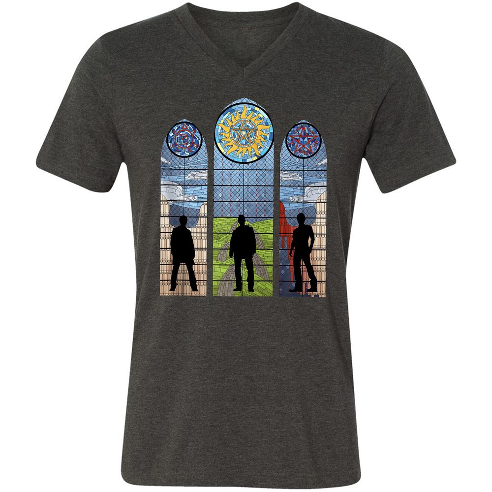 Unisex V-Neck T-Shirt - QE95G5RU - Dark Grey Heather - 8