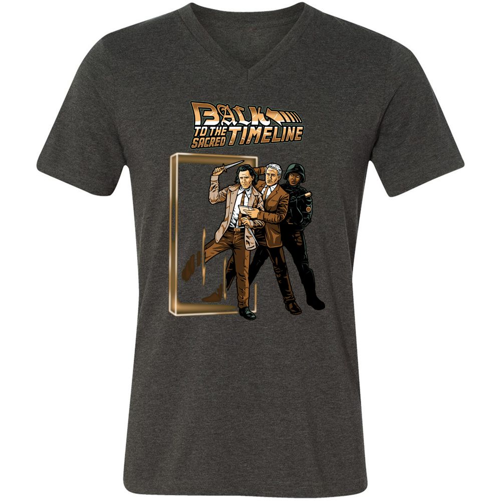 Unisex V-Neck T-Shirt - KJY83S2Q - Dark Grey Heather - 8