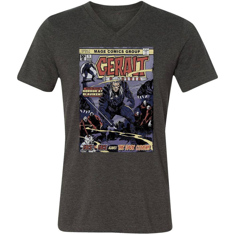 Unisex V-Neck T-Shirt - LJC29JX4 - Dark Grey Heather - 8