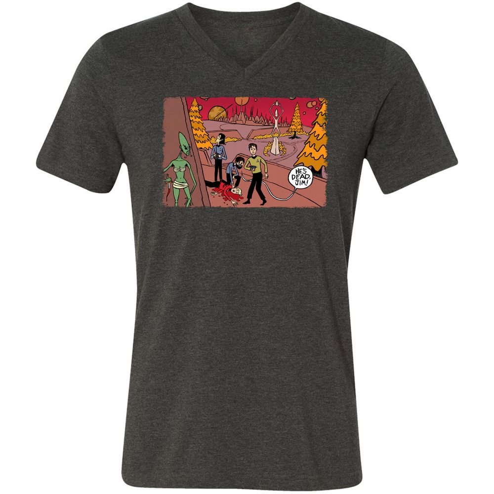 Unisex V-Neck T-Shirt - 6X8JSEMB - Dark Grey Heather - 8