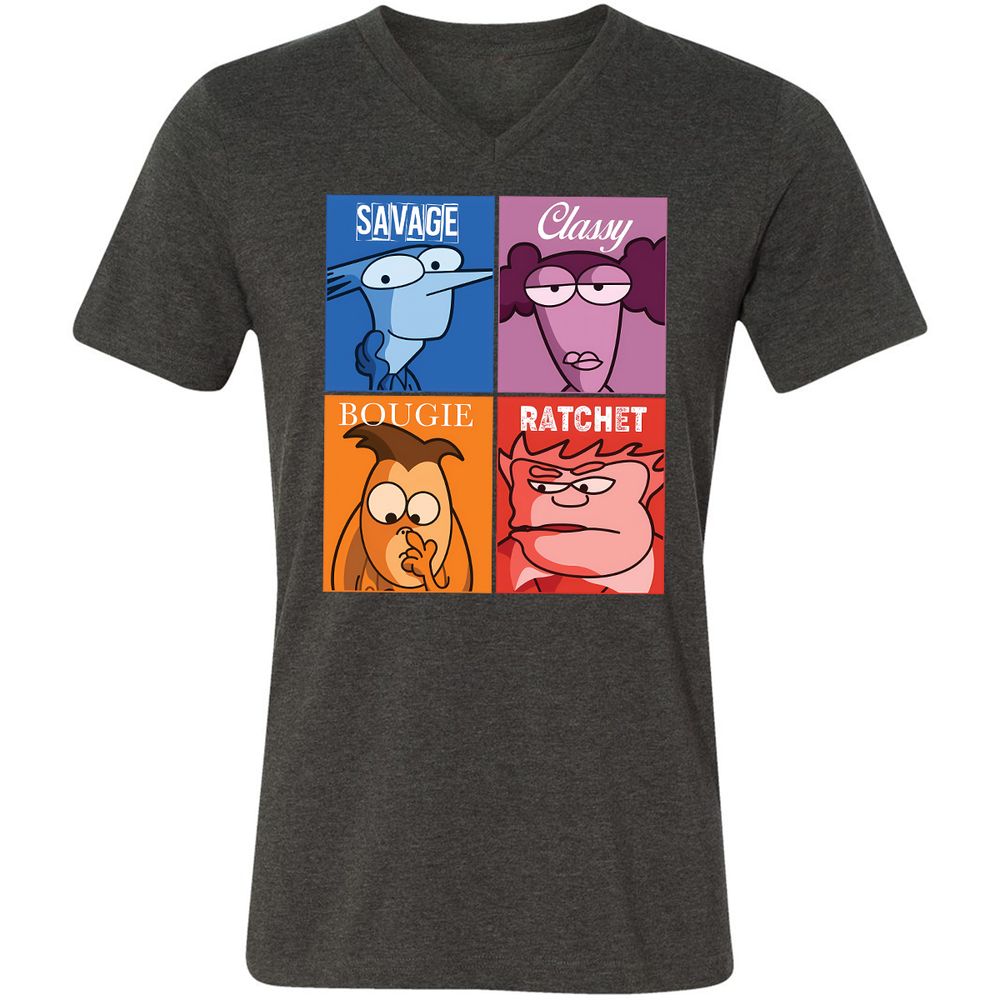Unisex V-Neck T-Shirt - MZM7GB59 - Dark Grey Heather - 8