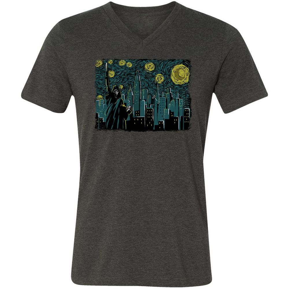 Unisex V-Neck T-Shirt - GDW94Q9B - Dark Grey Heather - 8