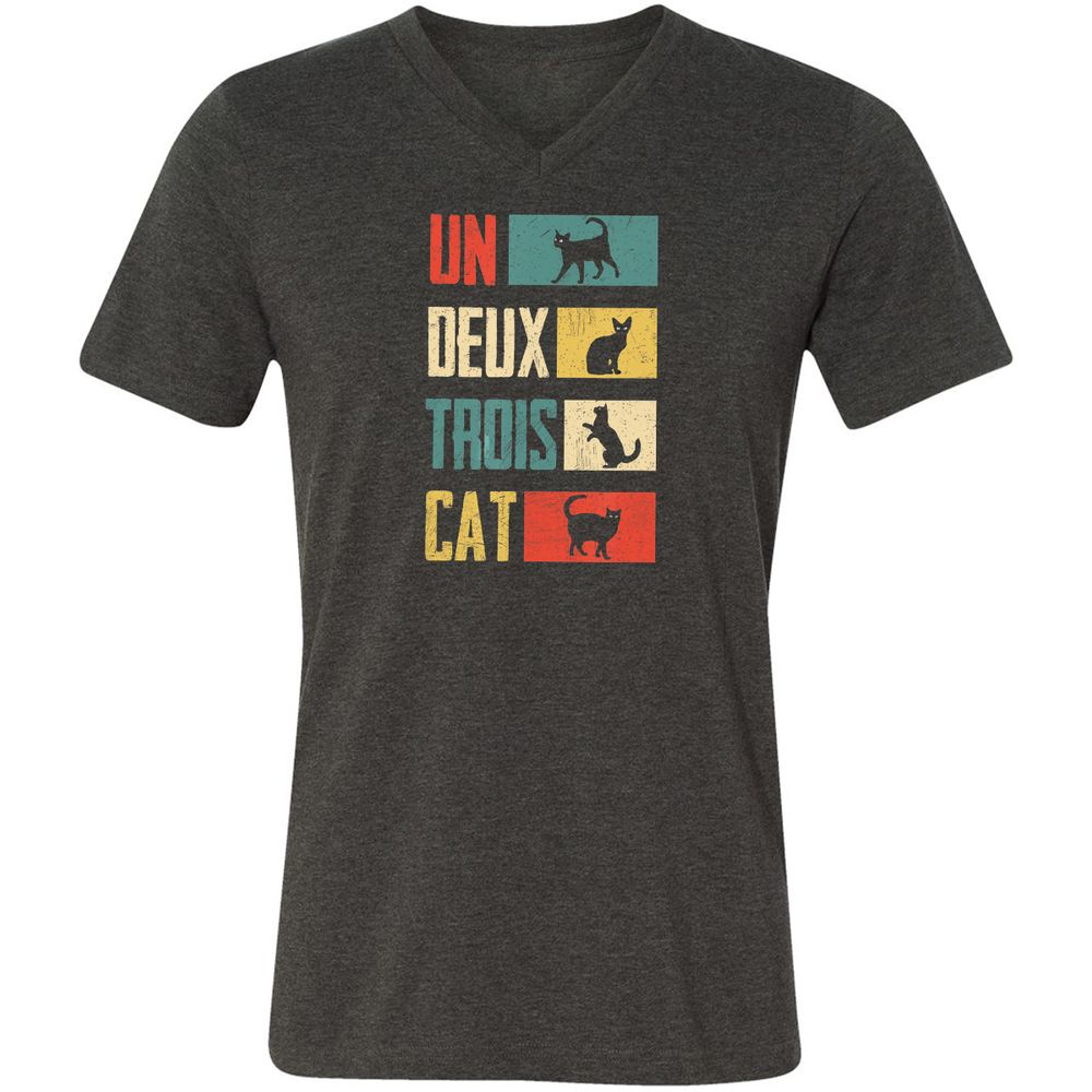 Unisex V-Neck T-Shirt - 3EXCAQLE - Dark Grey Heather - 8