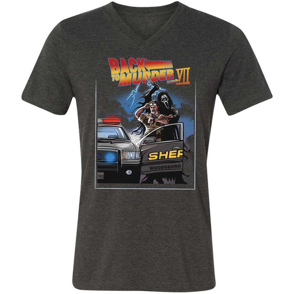 Unisex V-Neck T-Shirt - 7LE4TGQF - Dark Grey Heather - 8