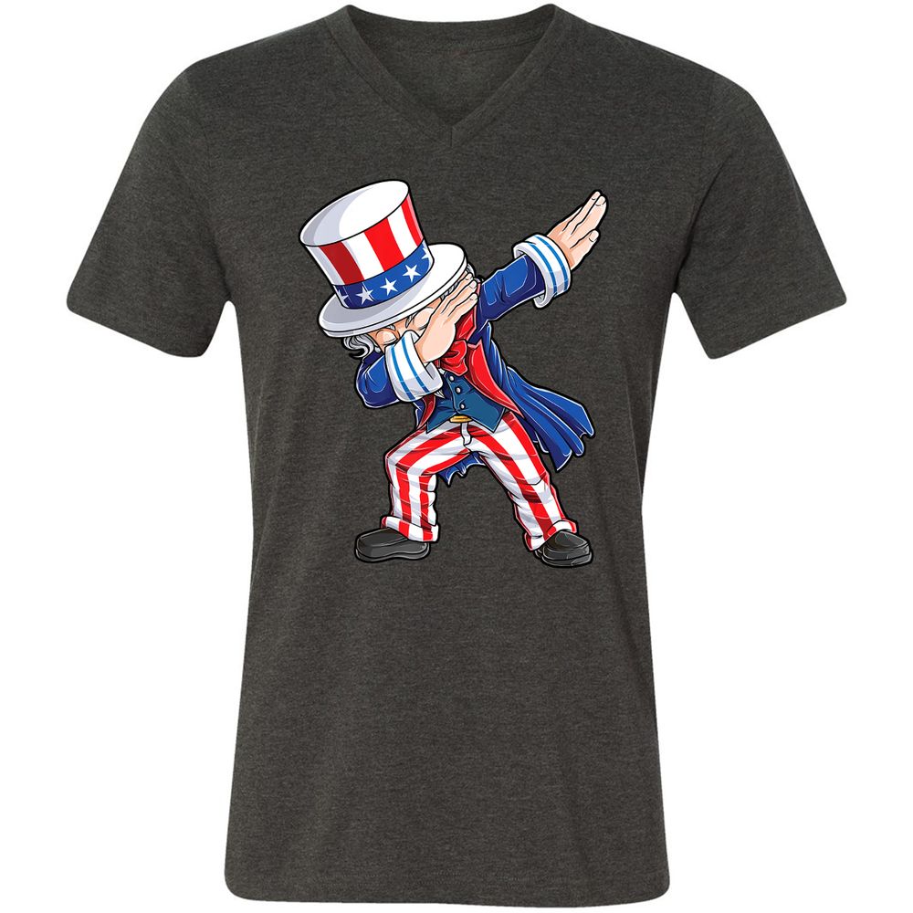 Unisex V-Neck T-Shirt - 9BWZB4LC - Dark Grey Heather - 8