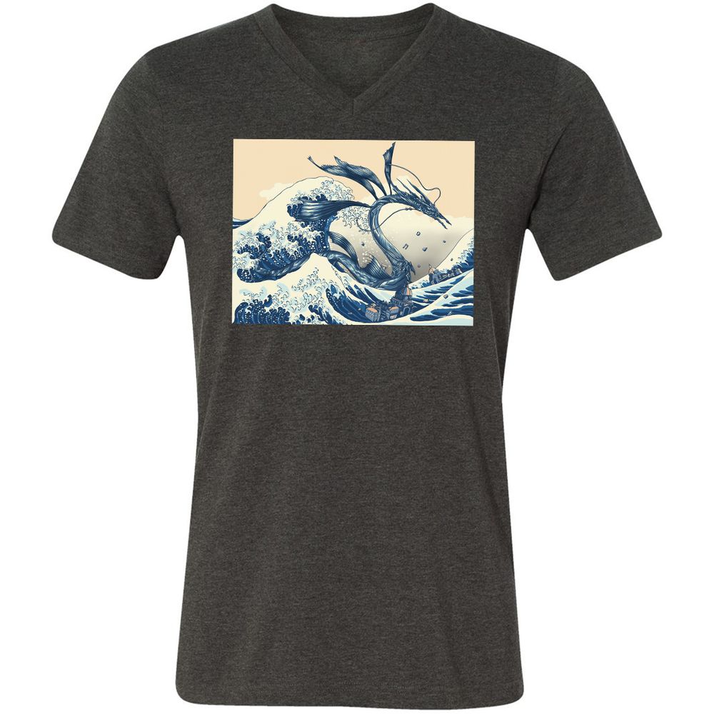 Unisex V-Neck T-Shirt - 6ASM7XRS - Dark Grey Heather - 8
