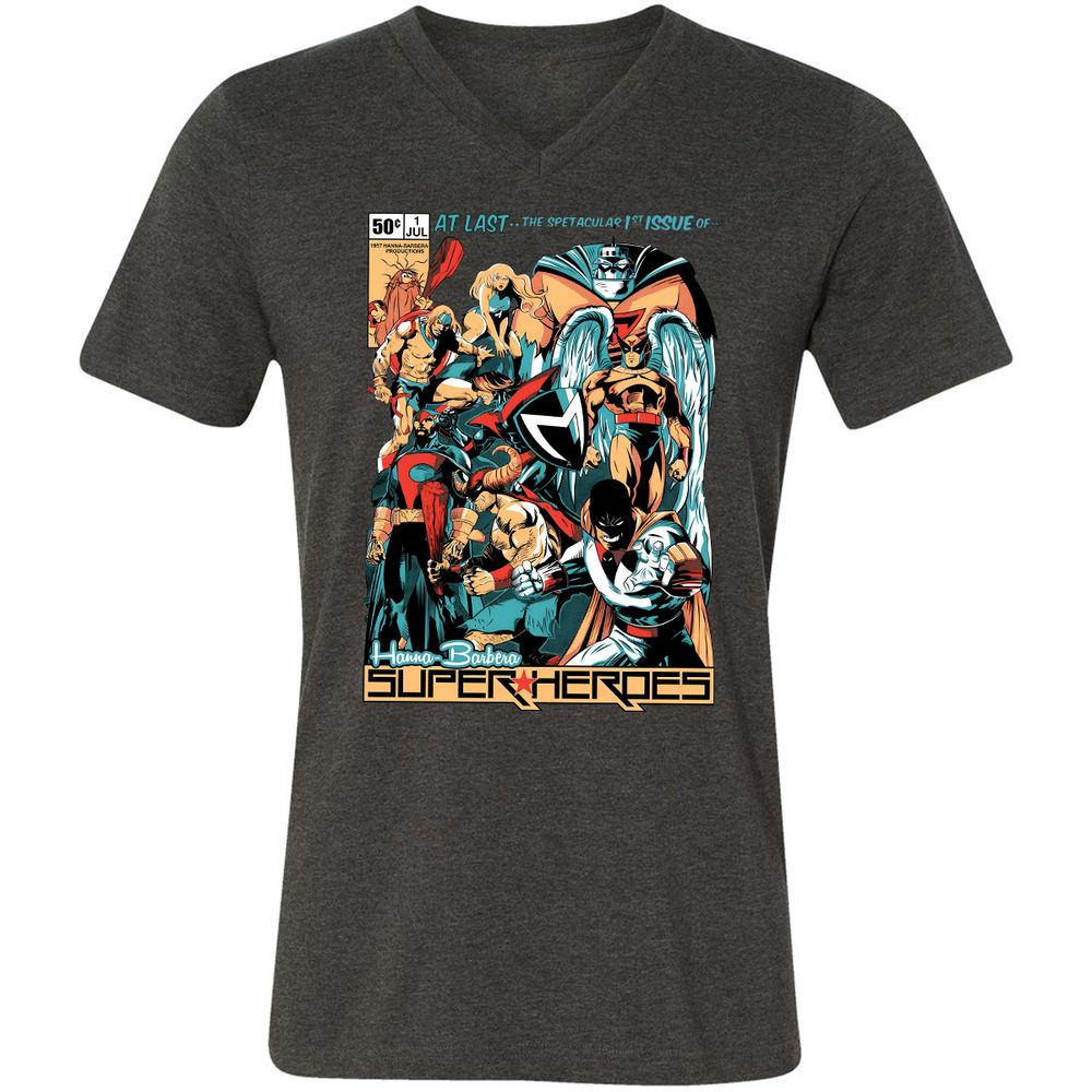 Unisex V-Neck T-Shirt - C4RNGJXQ - Dark Grey Heather - 8