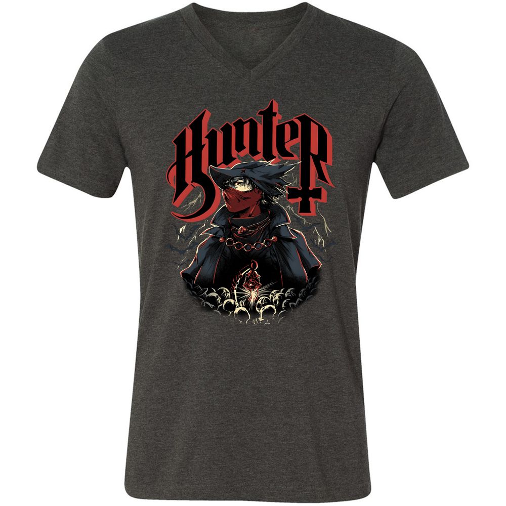 Unisex V-Neck T-Shirt - 88RY3SXU - Dark Grey Heather - 8