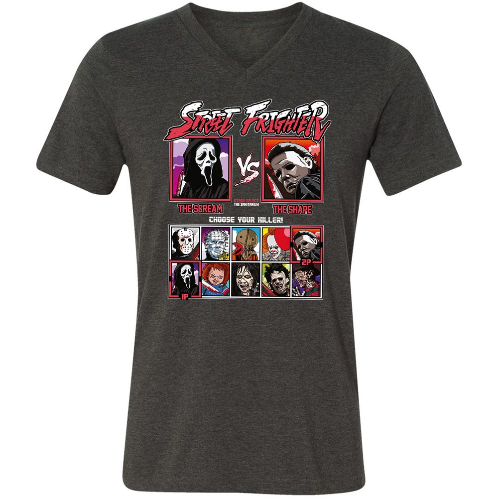 Unisex V-Neck T-Shirt - 4697MWH3 - Dark Grey Heather - 8