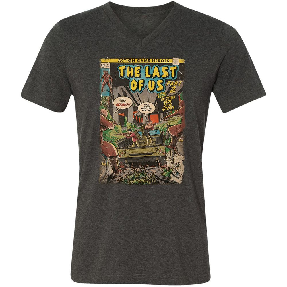 Unisex V-Neck T-Shirt - QBN8K7VB - Dark Grey Heather - 8