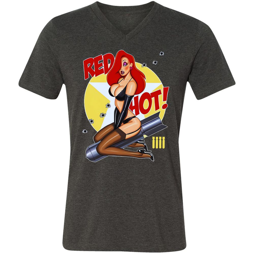 Unisex V-Neck T-Shirt - 5XTD7F13 - Dark Grey Heather - 8