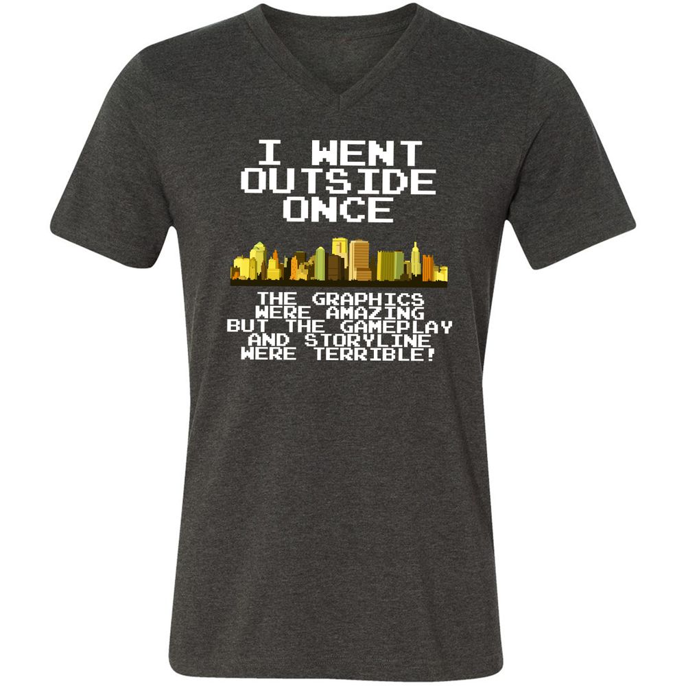Unisex V-Neck T-Shirt - 991E19XM - Dark Grey Heather - 8