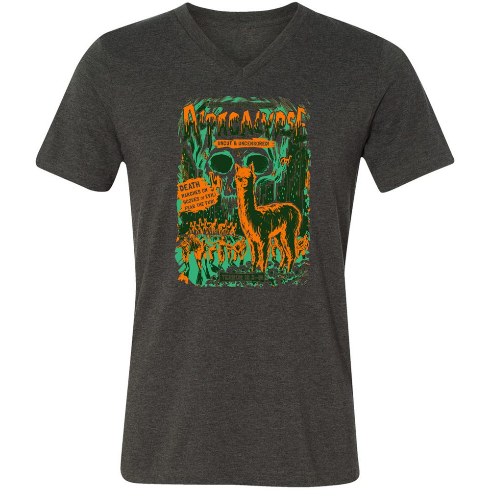 Unisex V-Neck T-Shirt - ASVZRE4L - Dark Grey Heather - 8