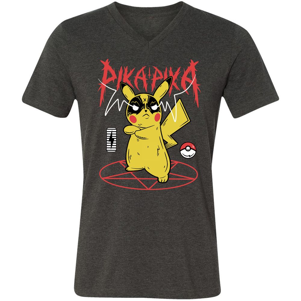 Unisex V-Neck T-Shirt - B5T1ZES6 - Dark Grey Heather - 8