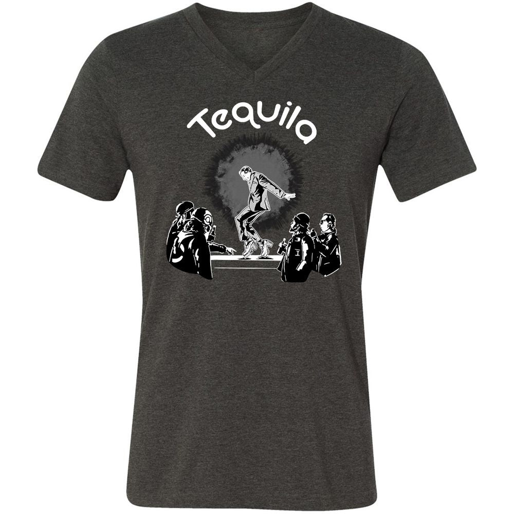 Unisex V-Neck T-Shirt - QRKM3NUU - Dark Grey Heather - 8