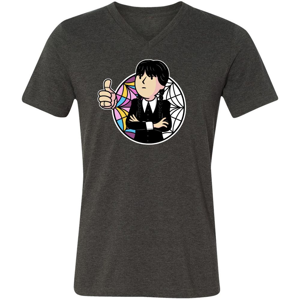 Unisex V-Neck T-Shirt - EDTXFLKL - Dark Grey Heather - 8