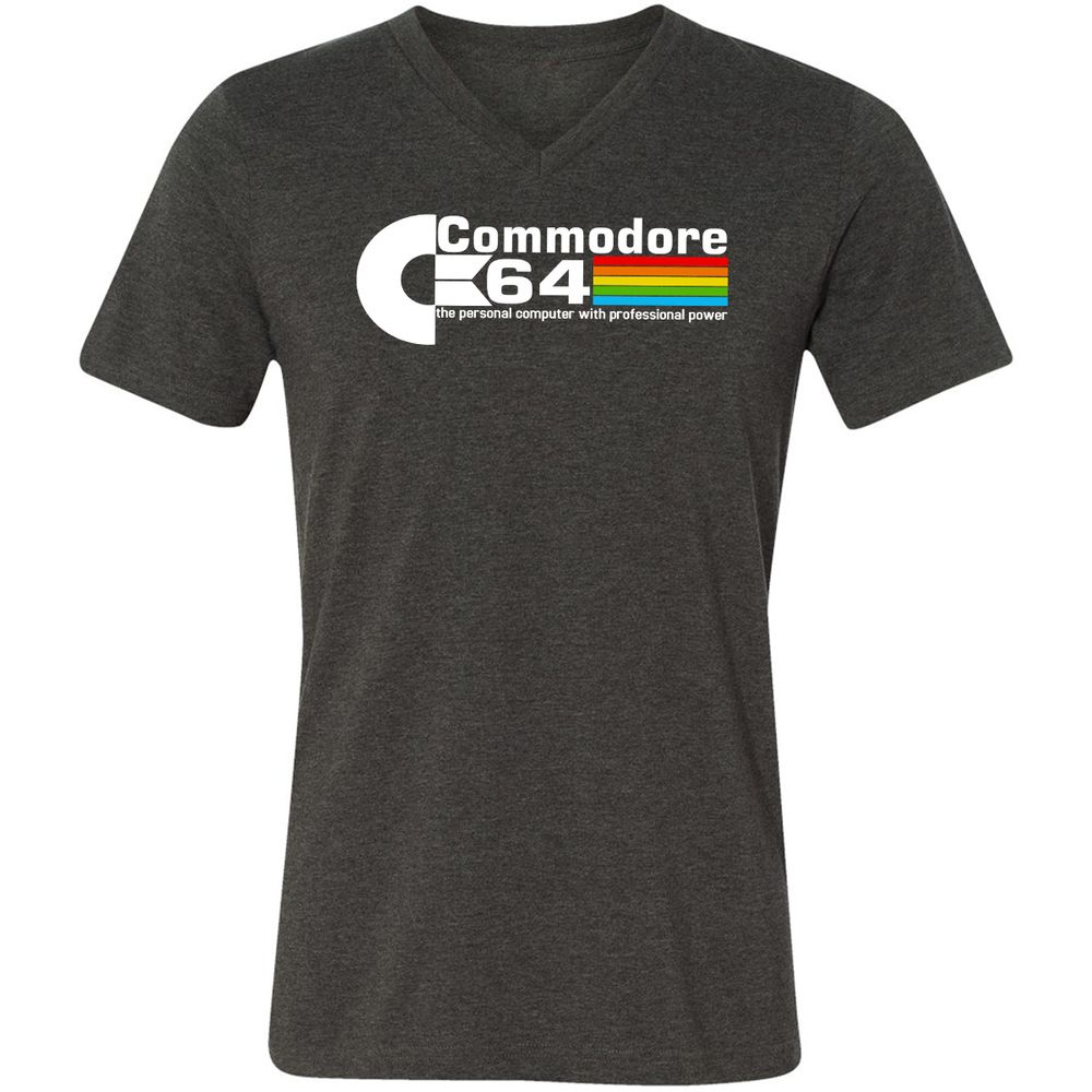 Unisex V-Neck T-Shirt - QE6GK54M - Dark Grey Heather - 8