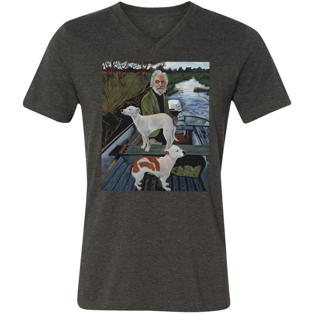 Unisex V-Neck T-Shirt - GQHE6N7J - Dark Grey Heather - 8