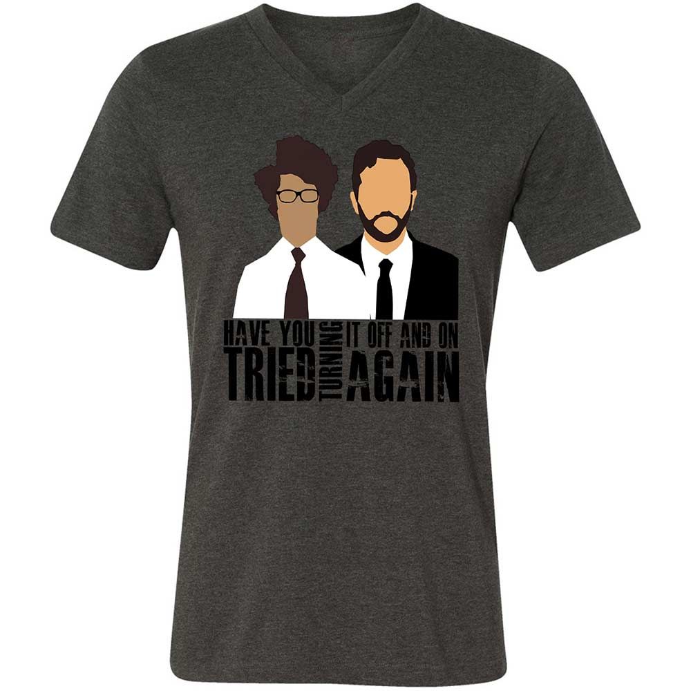 Unisex V-Neck T-Shirt - M9MSFYEY - Dark Grey Heather - 8