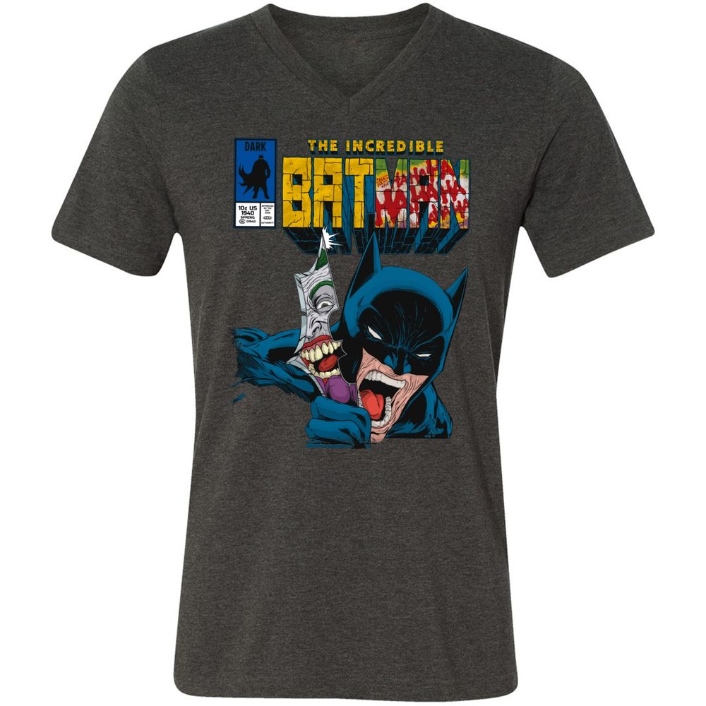 Unisex V-Neck T-Shirt - NMPTYSAM - Dark Grey Heather - 8