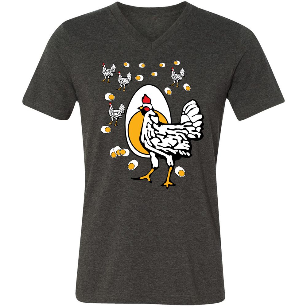 Unisex V-Neck T-Shirt - HEM4Y7J5 - Dark Grey Heather - 8