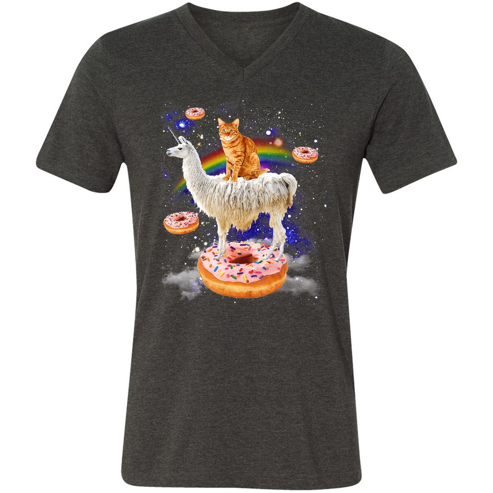 Unisex V-Neck T-Shirt - 4SMALEQW - Dark Grey Heather - 8