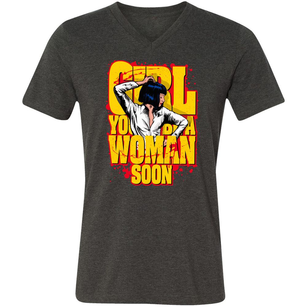 Unisex V-Neck T-Shirt - SUD4LK2M - Dark Grey Heather - 8