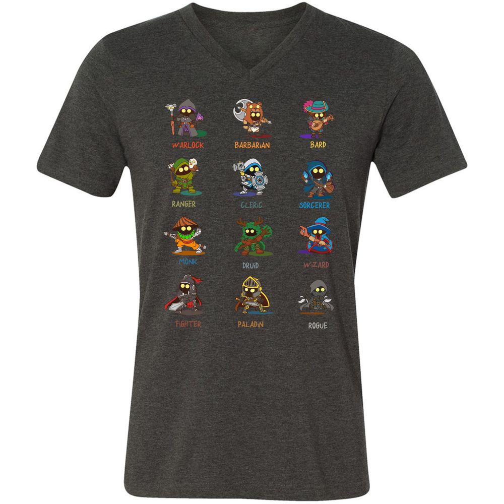 Unisex V-Neck T-Shirt - JVZP9JG7 - Dark Grey Heather - 8