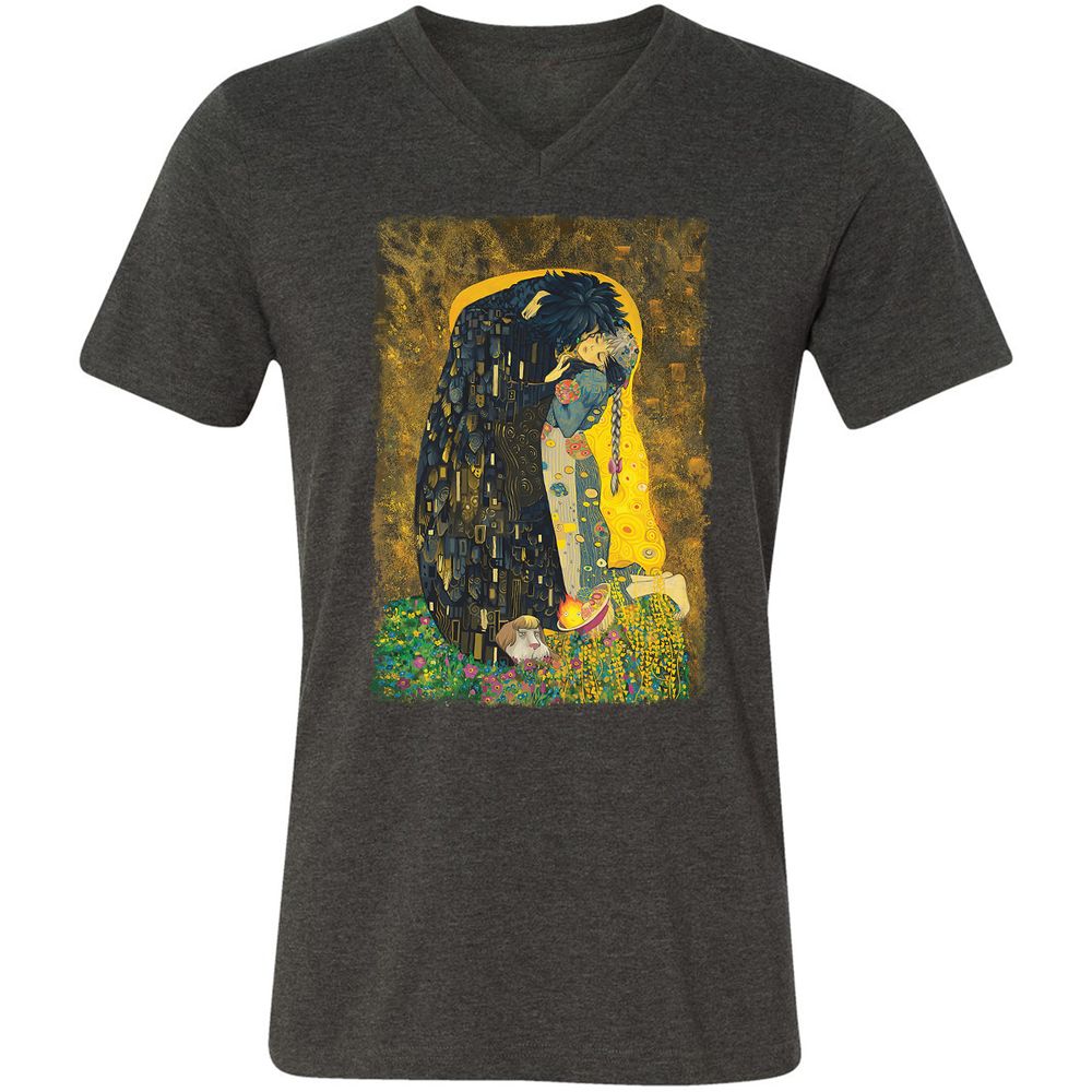 Unisex V-Neck T-Shirt - GDFURXM7 - Dark Grey Heather - 8