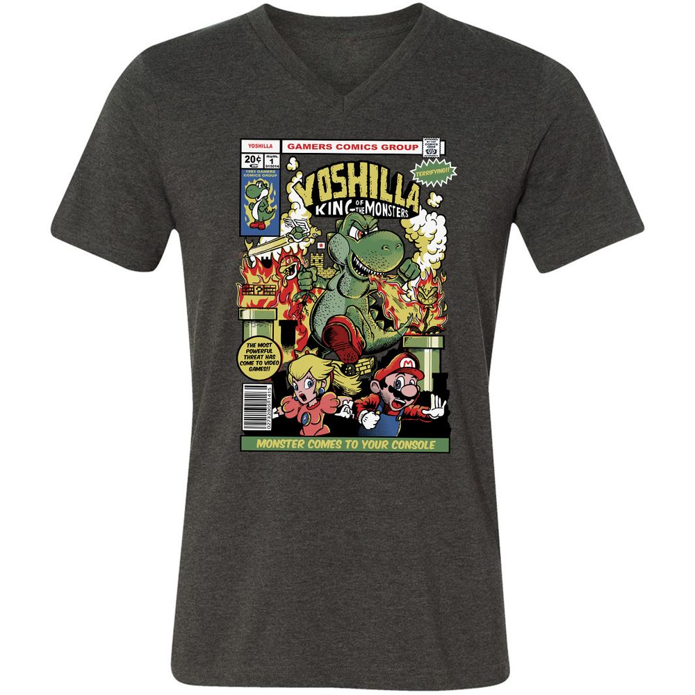 Unisex V-Neck T-Shirt - LM5NEKAH - Dark Grey Heather - 8