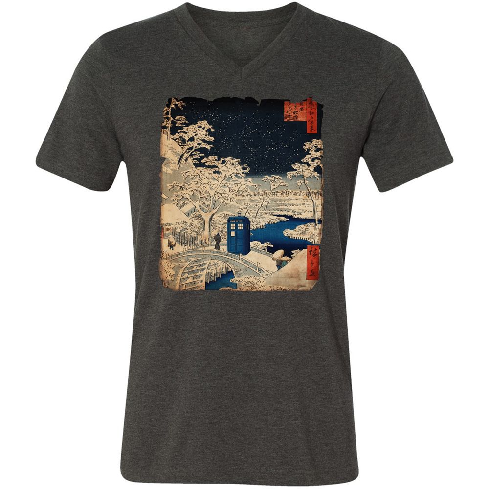 Unisex V-Neck T-Shirt - E3A7EQPL - Dark Grey Heather - 8