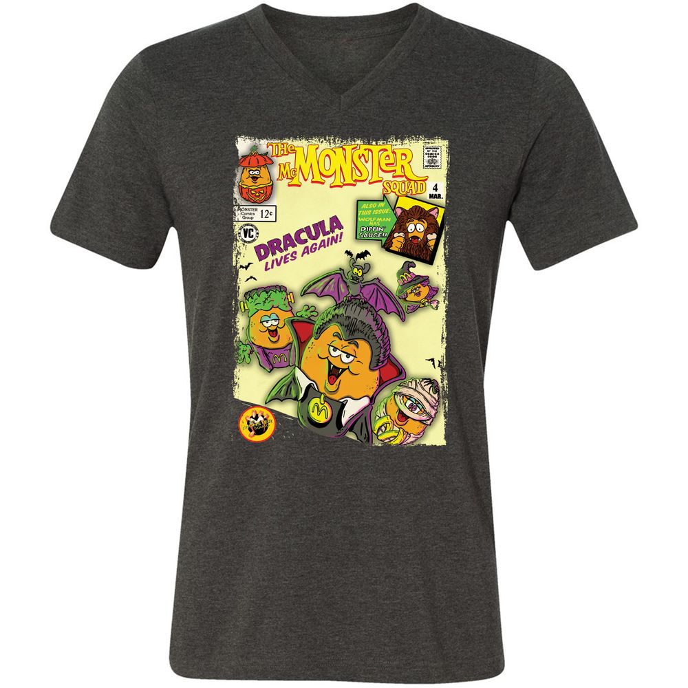 Unisex V-Neck T-Shirt - FUSW7T6Q - Dark Grey Heather - 8