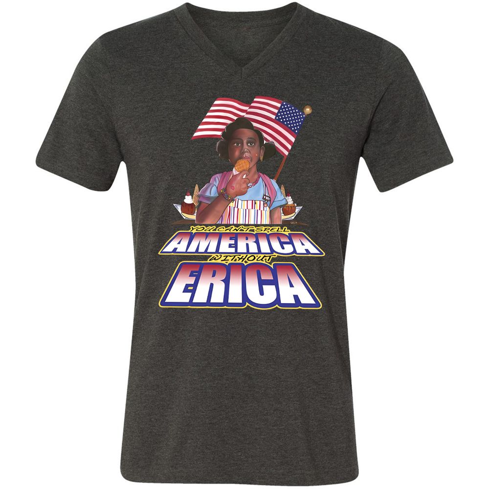 Unisex V-Neck T-Shirt - 3B864LQM - Dark Grey Heather - 8