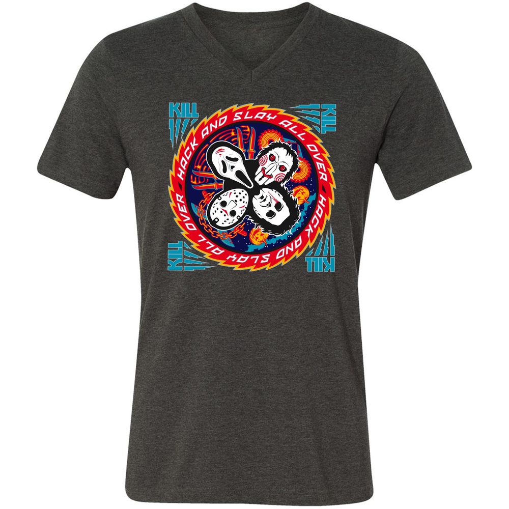 Unisex V-Neck T-Shirt - 3AHLFHV7 - Dark Grey Heather - 8