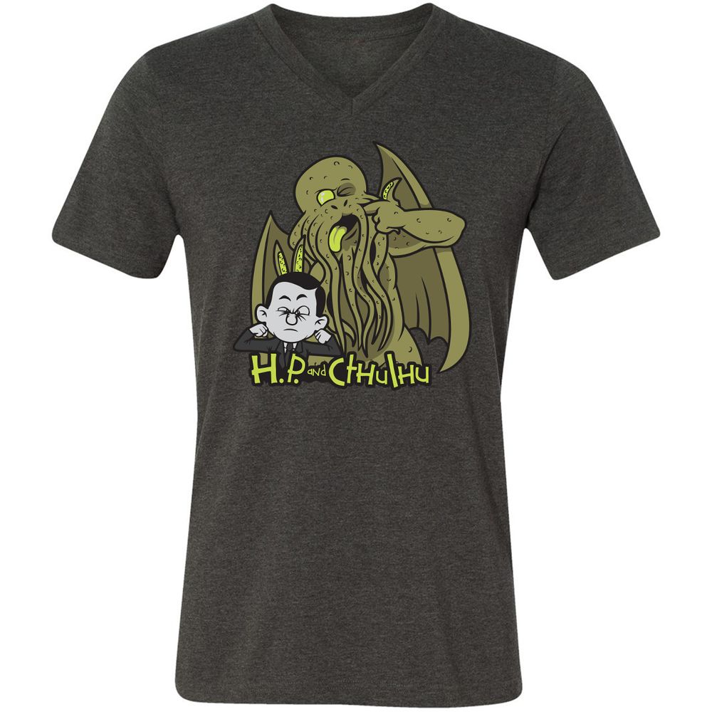 Unisex V-Neck T-Shirt - ES1C7PW3 - Dark Grey Heather - 8