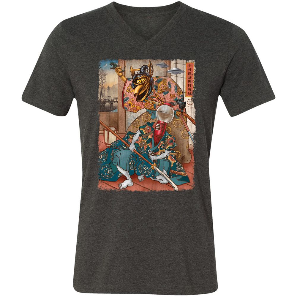 Unisex V-Neck T-Shirt - W9TTMX4X - Dark Grey Heather - 8