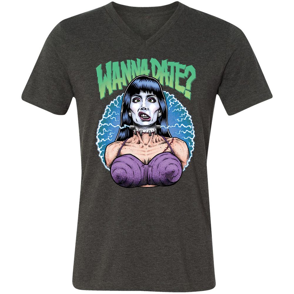 Unisex V-Neck T-Shirt - EXBFK38C - Dark Grey Heather - 8
