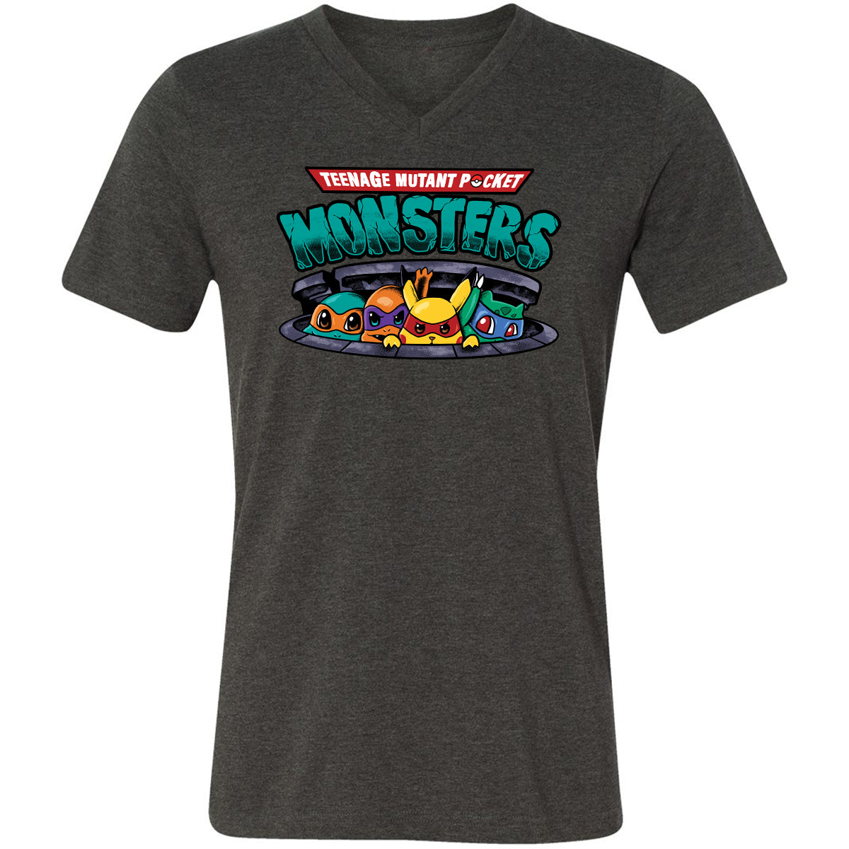 Unisex V-Neck T-Shirt - 1MHX6AXJ - Dark Grey Heather - 8